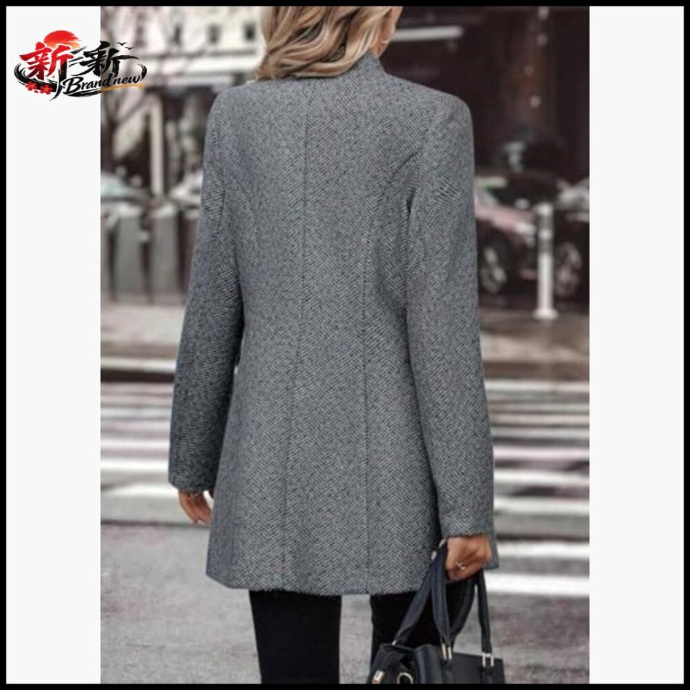 Herringbone Wool Blend Blazer Jacket Button Up No… - image 4